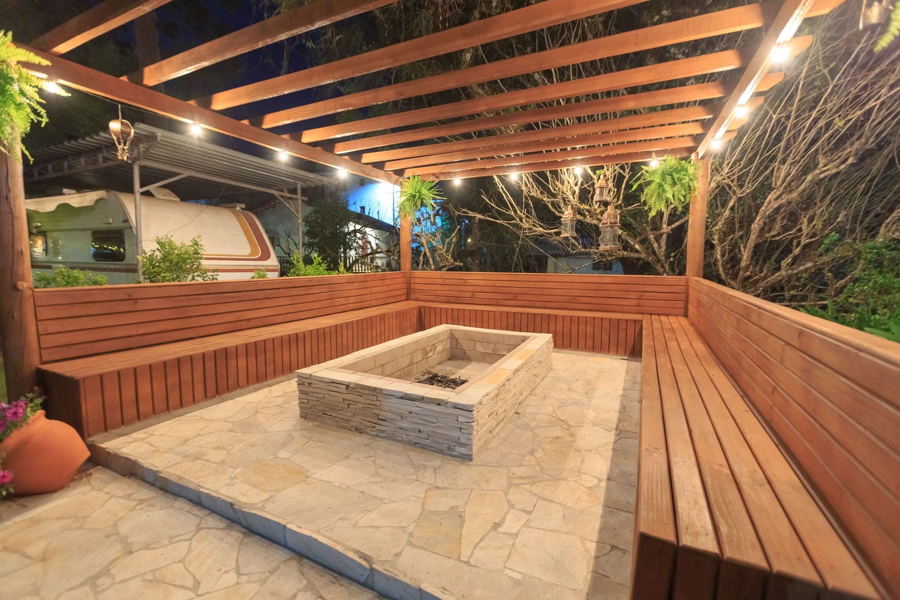 Sunken deck & fire terrace, Nigadoo, after